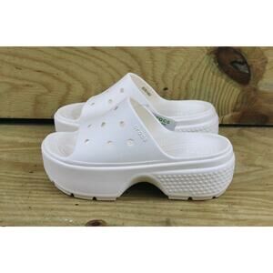New Crocs Sandals Womens 10 Stomp Slide White Platform Slip On Shoes